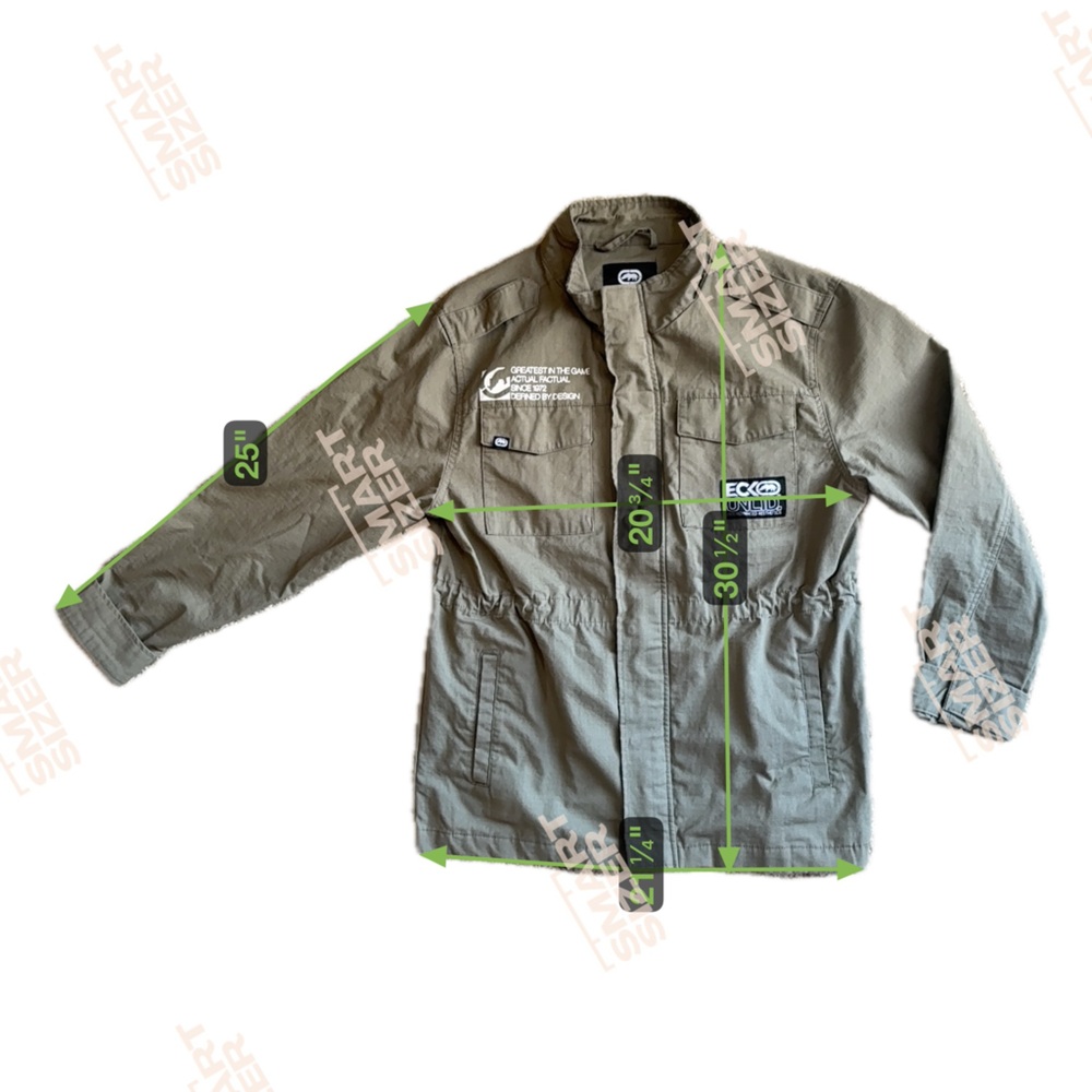 Ecko Unltd Khaki/Green Field Jacket Men’s Large Utility Pockets Full‎ Zip EUC - Picture 2 of 14